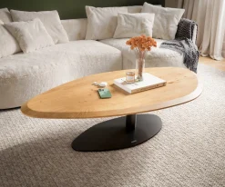 CouchtischEdge Organisch 140x76 cm Eiche Natur Vibany Metall Schwarz Flow- Sofort versandfertig