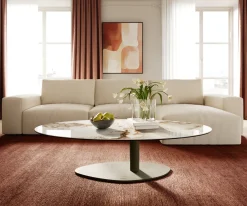 CouchtischEdge Oval 140x80 cm Keramik Minas Melange Vibany Metall Effektfinish Titan Sofort versandfertig