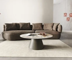 CouchtischEdge Rund 100x100 cm Keramik Minas Melange Borna Effektfinish Titan Sofort versandfertig