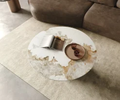 CouchtischEdge Rund 100x100 cm Keramik Minas Melange Borna Effektfinish Titan Sofort versandfertig