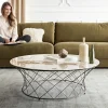 CouchtischLassina 100x100 cm Keramik Minas Melange Weiß-Beige Gestell Metall Effektfinish Titan Sofort versandfertig