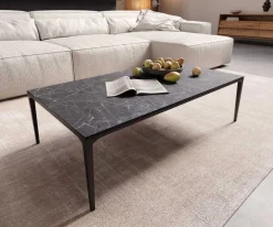 CouchtischLevente 110x60 cm Keramik Laminam® Nero Greco Anthrazit Gestell Metall Schwarz Sofort versandfertig