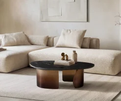 CouchtischMarvello 100x50 cm Marmor Schwarz Silber Metall Gold Ombre Sofort versandfertig