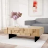 CouchtischPuzzle 120 cm 4 Schubfächer Eiche Natur Fuß schwebend Metall schwarz Sofort versandfertig