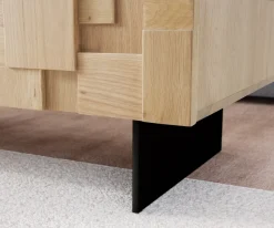 CouchtischPuzzle 120 cm 4 Schubfächer Eiche Natur Fuß schwebend Metall schwarz Sofort versandfertig