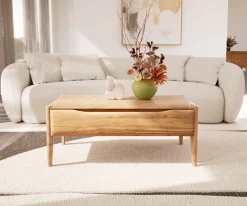 CouchtischSimcha 100x50 cm Akazie Natur 2 Klappen Sofort versandfertig