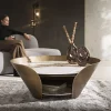 CouchtischSkafi 100x40 cm Keramik Minas Melange Metallic Gold Versandfertig ca. 24.08.26