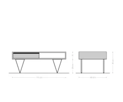 CouchtischStonegrace 115x60x35 cm Akazie Natur Schiefer 2 Schubladen 1 Fach Sofort versandfertig
