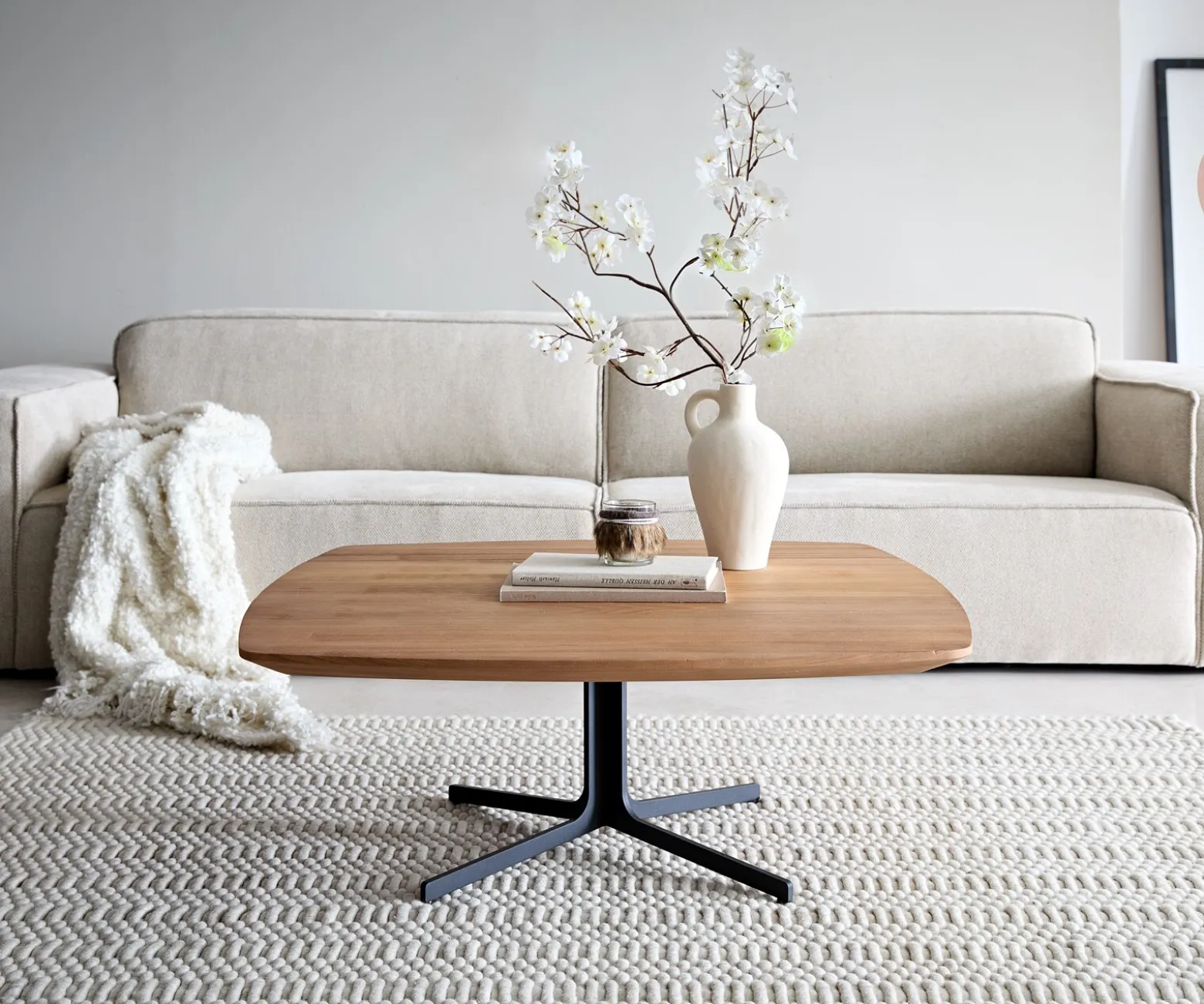 CouchtischTalita 90x90 cm Ulme Natur Metall Effektfinish Titan Sofort versandfertig