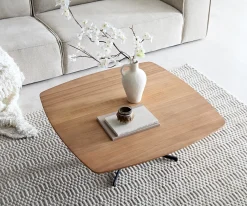 CouchtischTalita 90x90 cm Ulme Natur Metall Effektfinish Titan Sofort versandfertig