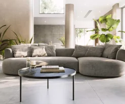 CouchtischTorell 80x80 cm Keramik Laminam®Noir Desir Braun Metallrahmen Effektfinish Titan Sofort versandfertig