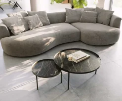 CouchtischTorell 80x80 cm Keramik Laminam®Noir Desir Braun Metallrahmen Effektfinish Titan Sofort versandfertig