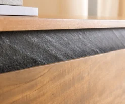Design-LowboardStonegrace 240 cm Akazie Natur Schiefer 4 Türen Sofort versandfertig