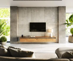Design-LowboardStonegrace 240 cm Akazie Natur Schiefer 4 Türen schwebend Sofort versandfertig