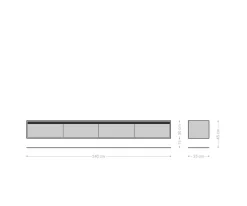 Design-LowboardStonegrace 240 cm Akazie Natur Schiefer 4 Türen schwebend Sofort versandfertig