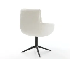 DrehstuhlAbelia-Flex mit Armlehnen Bouclé Soft Beige Fußkreuz Schwarz 360° drehbar Wippfunktion Sofort versandfertig