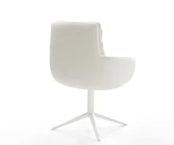 DrehstuhlAbelia-Flex mit Armlehnen Bouclé Soft Beige Fußkreuz Weiß 360° drehbar Wippfunktion Sofort versandfertig