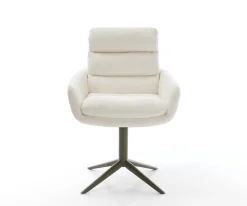DrehstuhlAbelia-Flex mit Armlehnen Bouclé Soft Beige Fußkreuz Effektfinish Titan 360° drehbar Wippfunktion Sofort versandfertig
