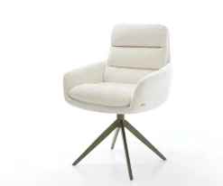 DrehstuhlAbelia-Flex mit Armlehnen Bouclé Soft Beige Kreuzgestell breit Effektfinish Titan 360° drehbar Wippfunktion Sofort versandfertig