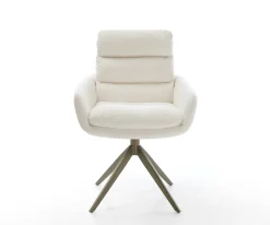 DrehstuhlAbelia-Flex mit Armlehnen Bouclé Soft Beige Kreuzgestell breit Effektfinish Titan 360° drehbar Wippfunktion Sofort versandfertig