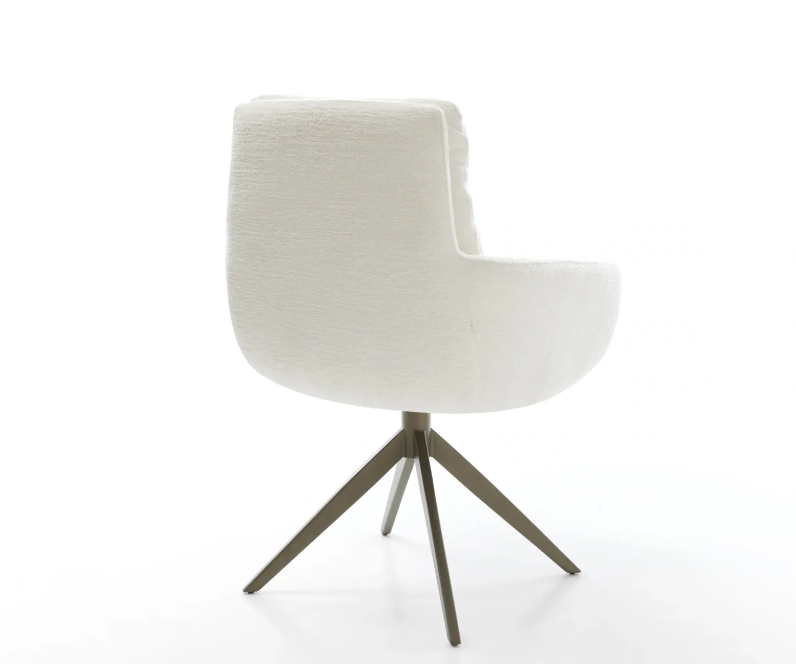 DrehstuhlAbelia-Flex mit Armlehnen Bouclé Soft Beige Kreuzgestell breit Effektfinish Titan 360° drehbar Wippfunktion Sofort versandfertig