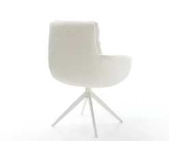 DrehstuhlAbelia-Flex mit Armlehnen Bouclé Soft Beige Kreuzgestell breit Weiß 360° drehbar Wippfunktion Sofort versandfertig