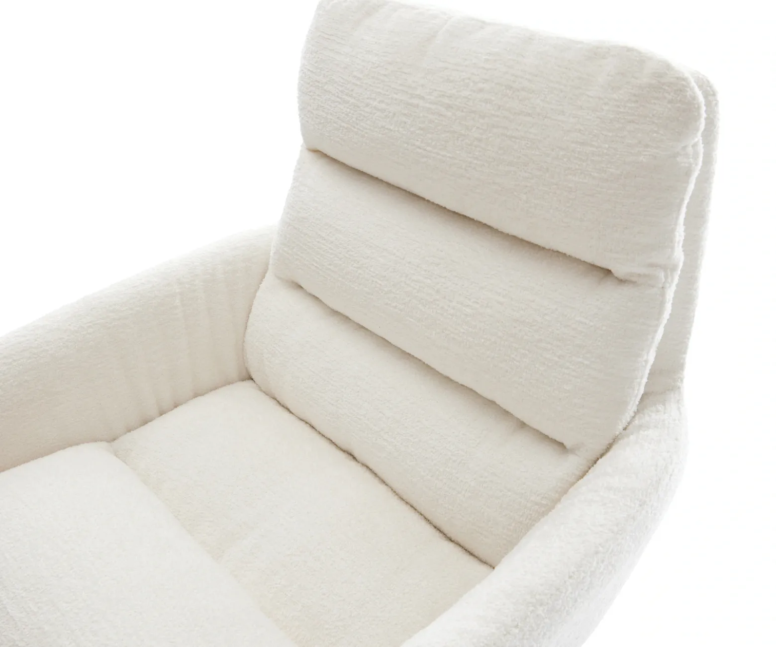 DrehstuhlAbelia-Flex mit Armlehnen Bouclé Soft Beige Kreuzgestell breit Graphit 360° drehbar Wippfunktion Sofort versandfertig
