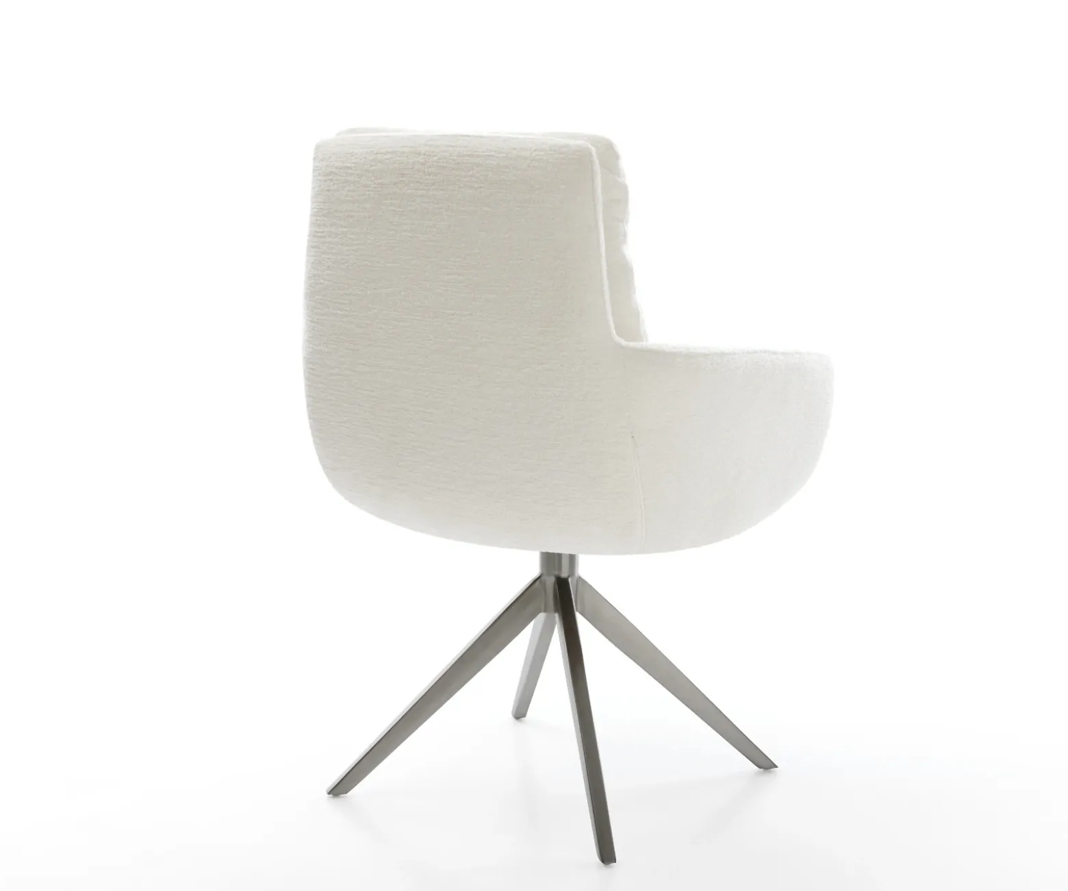 DrehstuhlAbelia-Flex mit Armlehnen Bouclé Soft Beige Kreuzgestell breit Graphit 360° drehbar Wippfunktion Sofort versandfertig