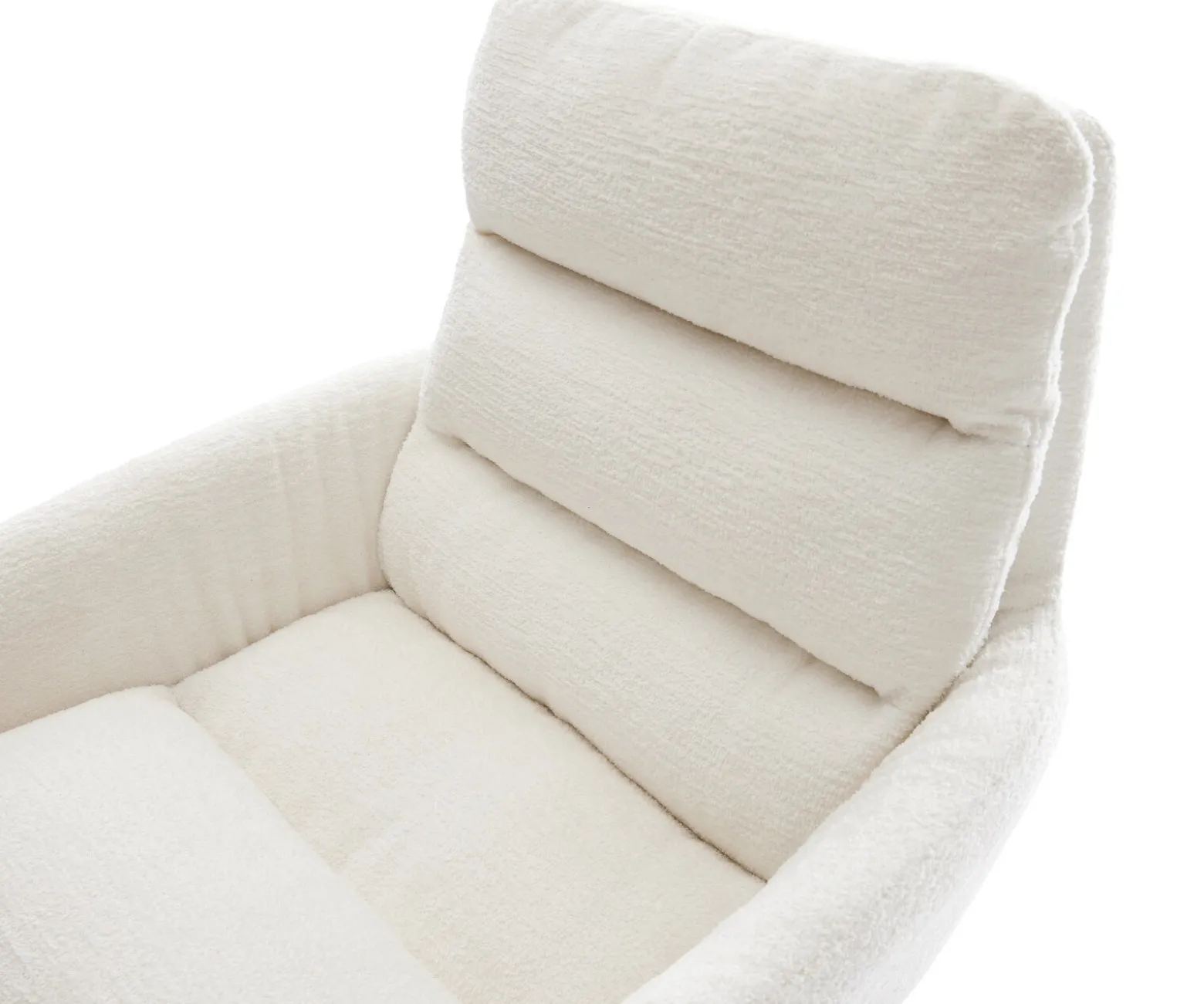 DrehstuhlAbelia-Flex mit Armlehnen Bouclé Soft Beige Kreuzgestell breit Schwarz 360° drehbar Wippfunktion Sofort versandfertig