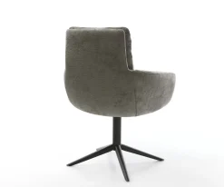 DrehstuhlAbelia-Flex mit Armlehnen Bouclé Soft Schlamm Fußkreuz Schwarz 360° drehbar Wippfunktion Sofort versandfertig