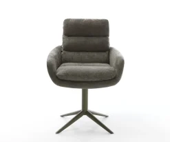 DrehstuhlAbelia-Flex mit Armlehnen Bouclé Soft Schlamm Fußkreuz Effektfinish Titan 360° drehbar Wippfunktion Sofort versandfertig