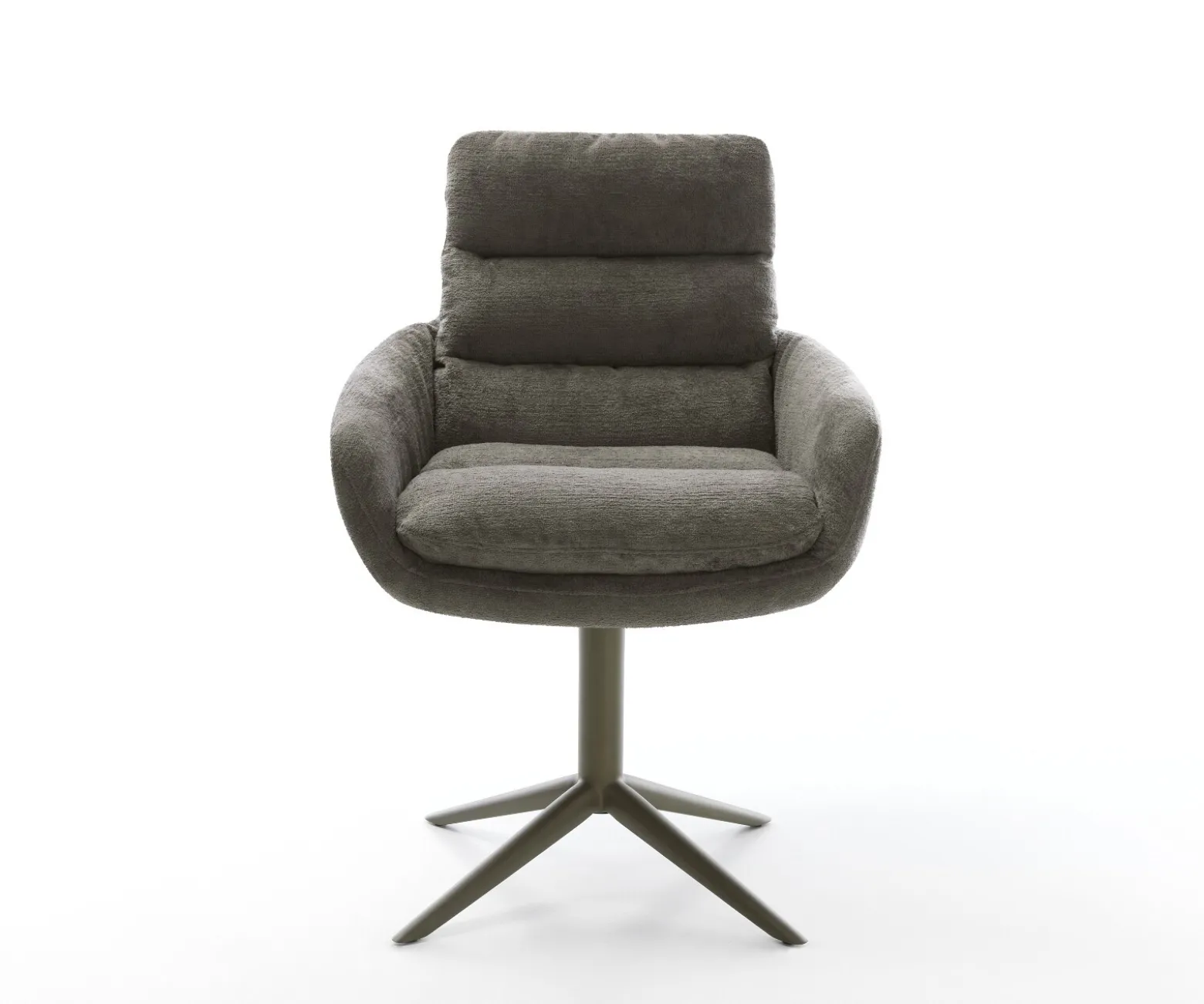 DrehstuhlAbelia-Flex mit Armlehnen Bouclé Soft Schlamm Fußkreuz Effektfinish Titan 360° drehbar Wippfunktion Sofort versandfertig