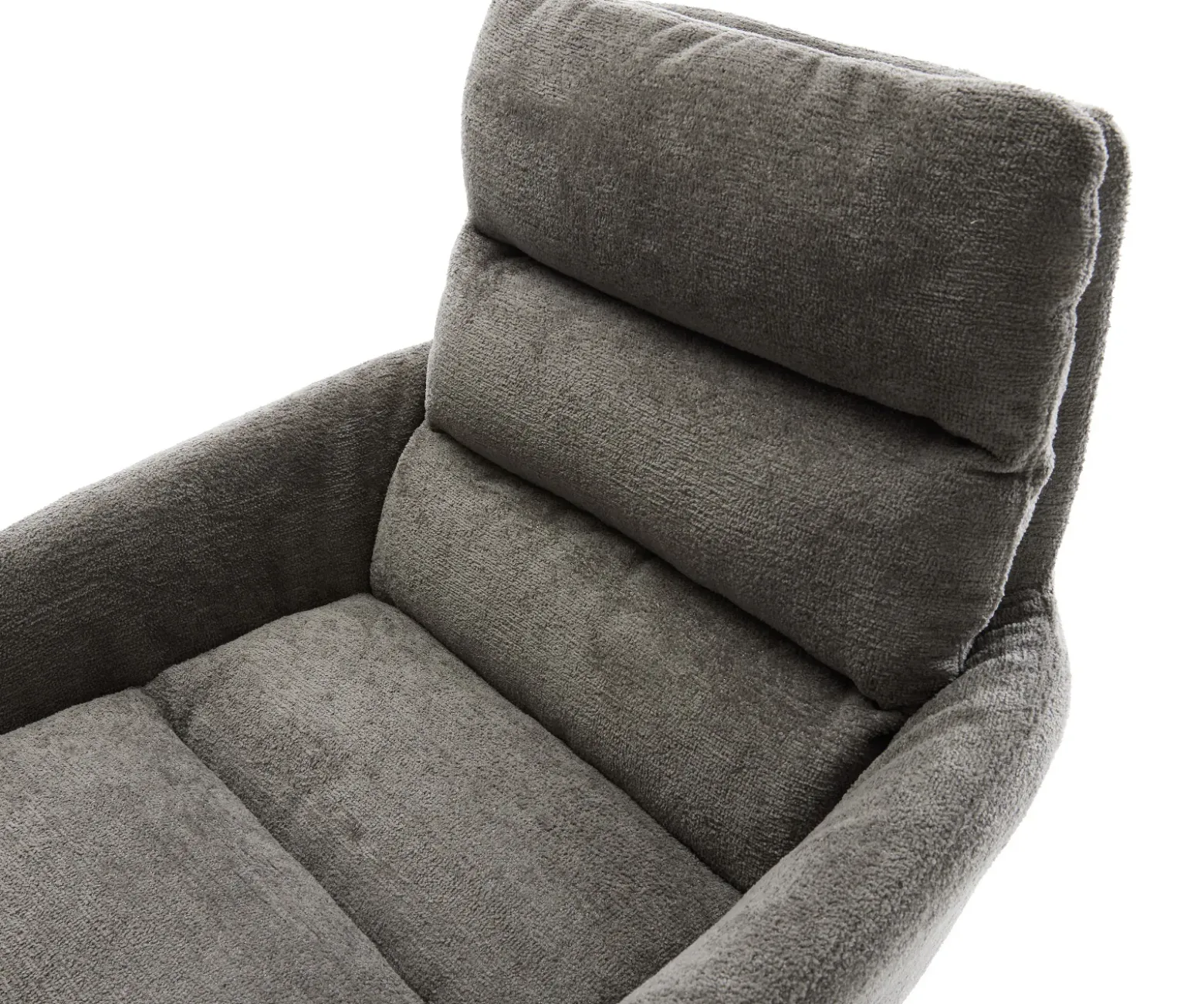 DrehstuhlAbelia-Flex mit Armlehnen Bouclé Soft Schlamm Fußkreuz Effektfinish Titan 360° drehbar Wippfunktion Sofort versandfertig