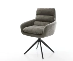 DrehstuhlAbelia-Flex mit Armlehnen Bouclé Soft Schlamm Kreuzgestell breit Schwarz 360° drehbar Wippfunktion Sofort versandfertig