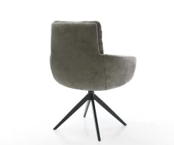 DrehstuhlAbelia-Flex mit Armlehnen Bouclé Soft Schlamm Kreuzgestell breit Schwarz 360° drehbar Wippfunktion Sofort versandfertig