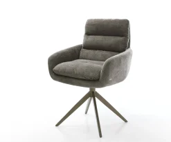 DrehstuhlAbelia-Flex mit Armlehnen Bouclé Soft Schlamm Kreuzgestell breit Effektfinish Titan 360° drehbar Wippfunktion Sofort versandfertig