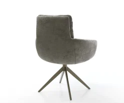 DrehstuhlAbelia-Flex mit Armlehnen Bouclé Soft Schlamm Kreuzgestell breit Effektfinish Titan 360° drehbar Wippfunktion Sofort versandfertig