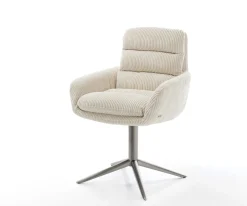 DrehstuhlAbelia-Flex mit Armlehnen Cord Beige Fußkreuz Graphit 360° drehbar Wippfunktion Sofort versandfertig