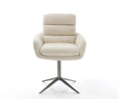 DrehstuhlAbelia-Flex mit Armlehnen Cord Beige Fußkreuz Graphit 360° drehbar Wippfunktion Sofort versandfertig