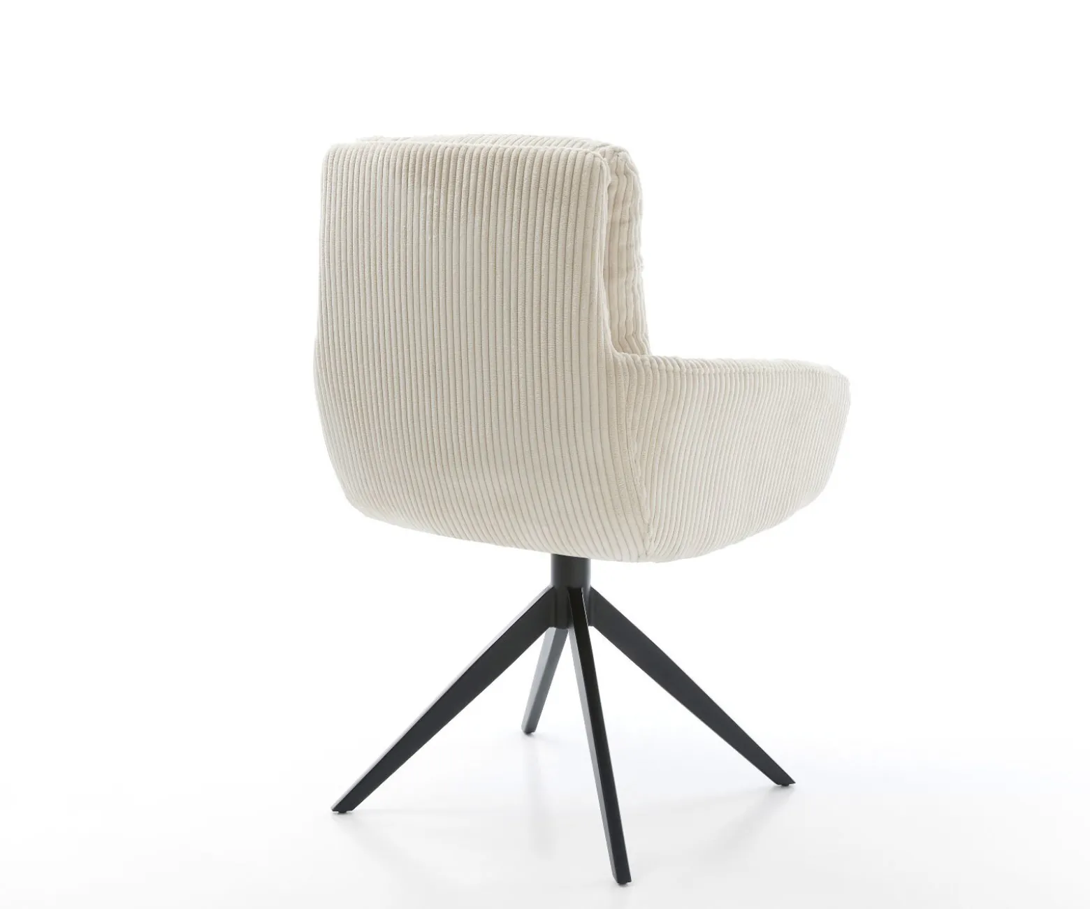 DrehstuhlAbelia-Flex mit Armlehnen Cord Beige Kreuzgestell breit Schwarz 360° drehbar Wippfunktion Sofort versandfertig