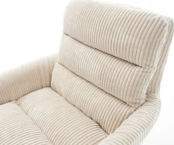 DrehstuhlAbelia-Flex mit Armlehnen Cord Beige Kreuzgestell breit Edelstahl 360° drehbar Wippfunktion Sofort versandfertig