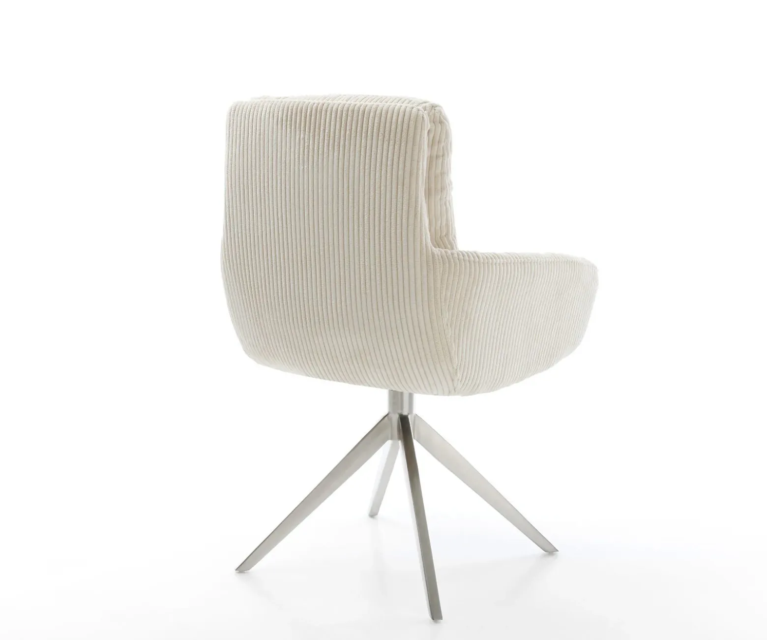 DrehstuhlAbelia-Flex mit Armlehnen Cord Beige Kreuzgestell breit Edelstahl 360° drehbar Wippfunktion Sofort versandfertig