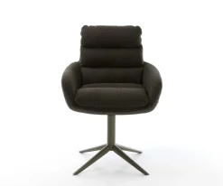 DrehstuhlAbelia-Flex mit Armlehnen Materialmix Schwarz Fußkreuz Effektfinish Titan 360° drehbar Wippfunktion Sofort versandfertig