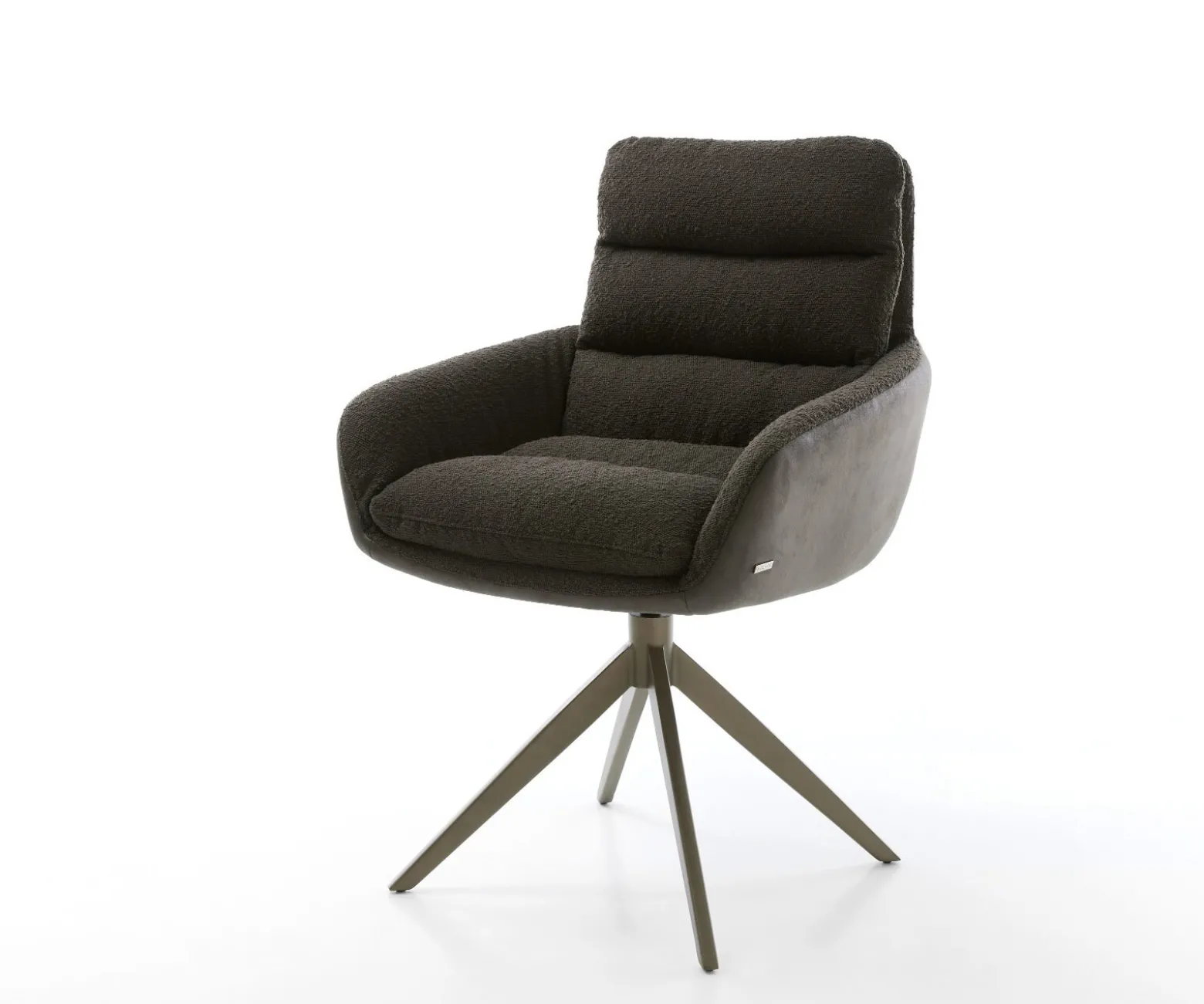 DrehstuhlAbelia-Flex mit Armlehnen Materialmix Schwarz Kreuzgestell breit Effektfinish Titan 360° drehbar Wippfunktion Sofort versandfertig