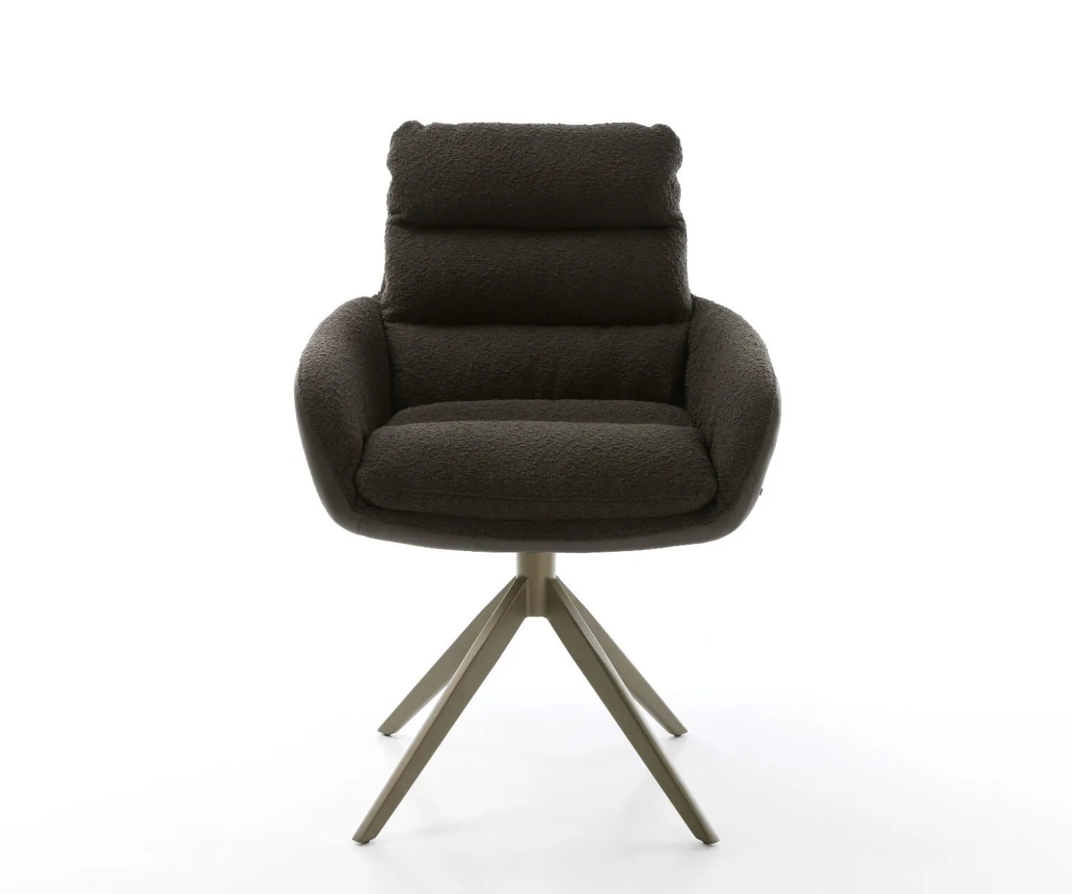 DrehstuhlAbelia-Flex mit Armlehnen Materialmix Schwarz Kreuzgestell breit Effektfinish Titan 360° drehbar Wippfunktion Sofort versandfertig