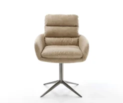 DrehstuhlAbelia-Flex mit Armlehnen Mikrofaser Beige Vintage Fußkreuz Graphit 360° drehbar Wippfunktion Sofort versandfertig