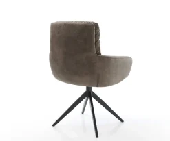 DrehstuhlAbelia-Flex mit Armlehnen Mikrofaser Taupe Vintage Kreuzgestell breit Schwarz 360° drehbar Wippfunktion Sofort versandfertig