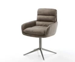 DrehstuhlAbelia-Flex mit Armlehnen Mikrofaser Taupe Vintage Fußkreuz Graphit 360° drehbar Wippfunktion Sofort versandfertig