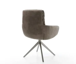 DrehstuhlAbelia-Flex mit Armlehnen Mikrofaser Taupe Vintage Kreuzgestell breit Graphit 360° drehbar Wippfunktion Sofort versandfertig