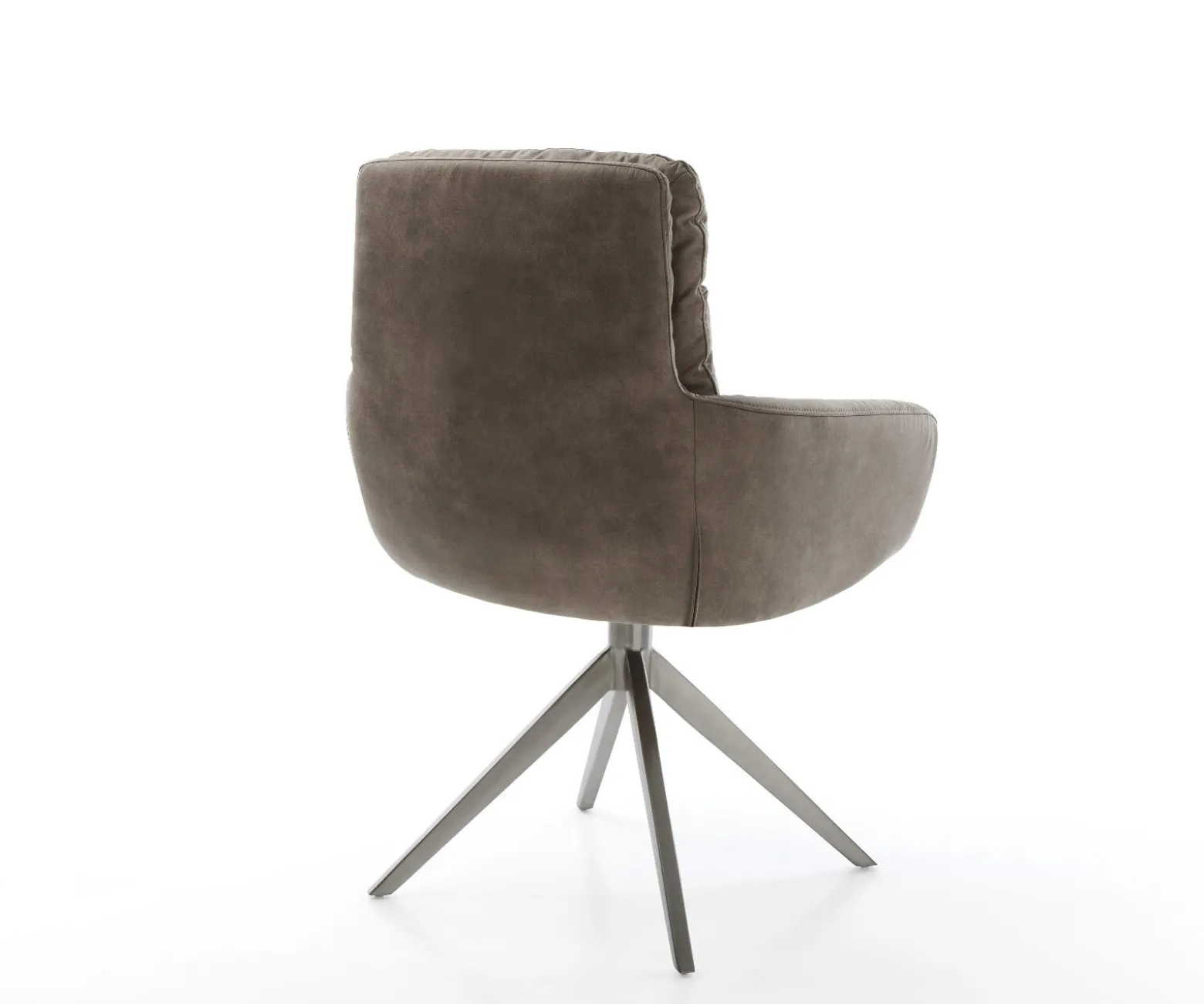 DrehstuhlAbelia-Flex mit Armlehnen Mikrofaser Taupe Vintage Kreuzgestell breit Graphit 360° drehbar Wippfunktion Sofort versandfertig